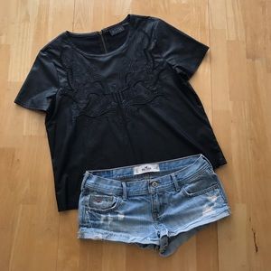 ASTR Black Faux Leather Top